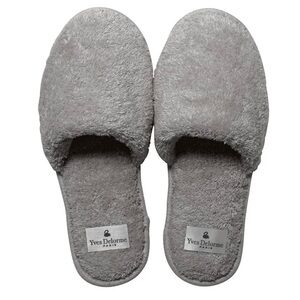 Yves Delorme Cotton Etoile Platine Grey Men's Slippers, size 14 (47) NWT